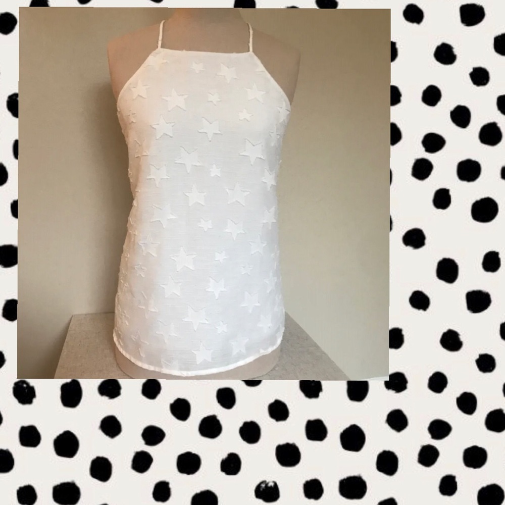 Socialite Star Print Textured Halter Top